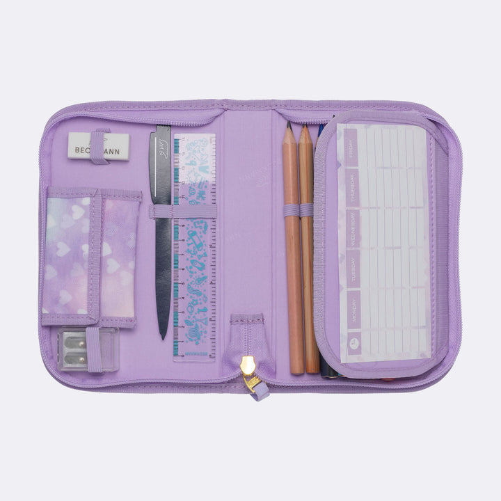 Single section pencil case, Unicorn Princess Purple