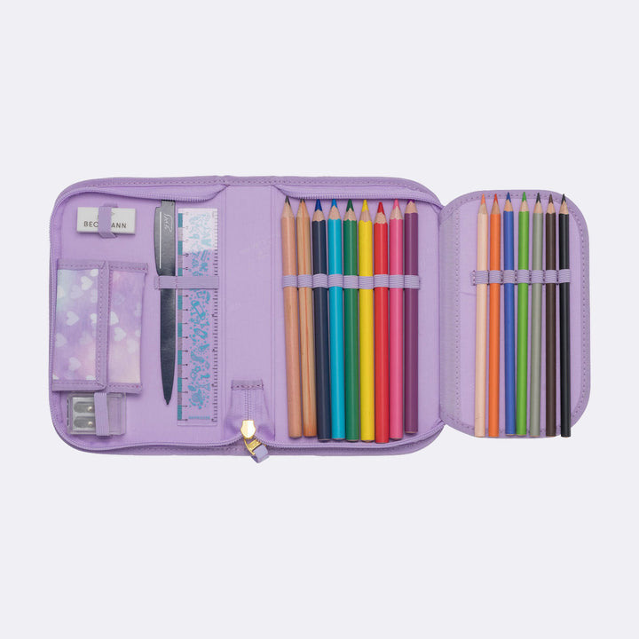 Single section pencil case, Unicorn Princess Purple